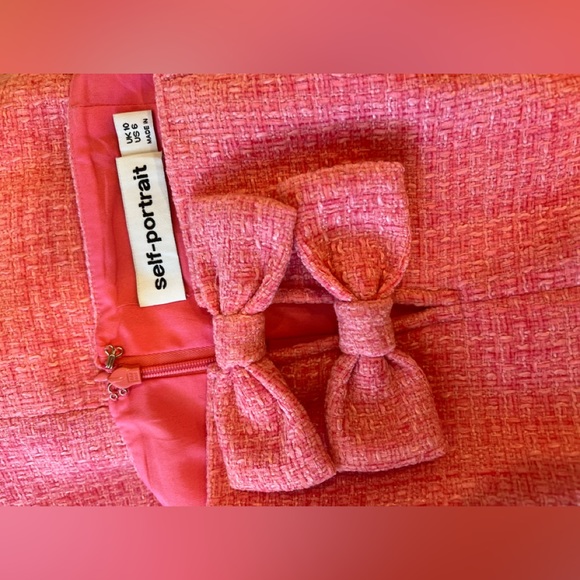 Self Portraits Pink Boucle Bow Mini Dress - Picture 4 of 5